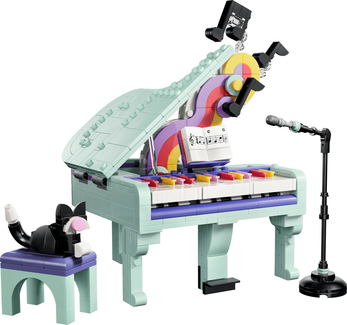 Music Decor Piano with Cat